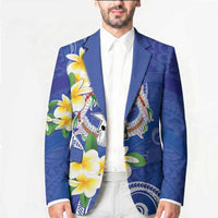 Northern Mariana Islands Chamorro Blazer Plumeria Curves Style Navy Version