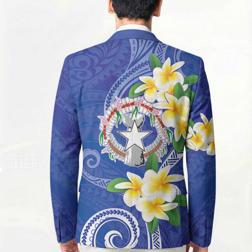 Northern Mariana Islands Chamorro Blazer Plumeria Curves Style Navy Version