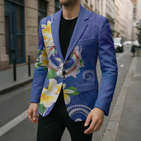 Northern Mariana Islands Chamorro Blazer Plumeria Curves Style Navy Version