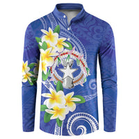 Northern Mariana Islands Chamorro Button Sweatshirt Plumeria Curves Style Navy Version