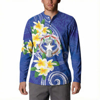 Northern Mariana Islands Chamorro Button Sweatshirt Plumeria Curves Style Navy Version
