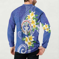 Northern Mariana Islands Chamorro Button Sweatshirt Plumeria Curves Style Navy Version
