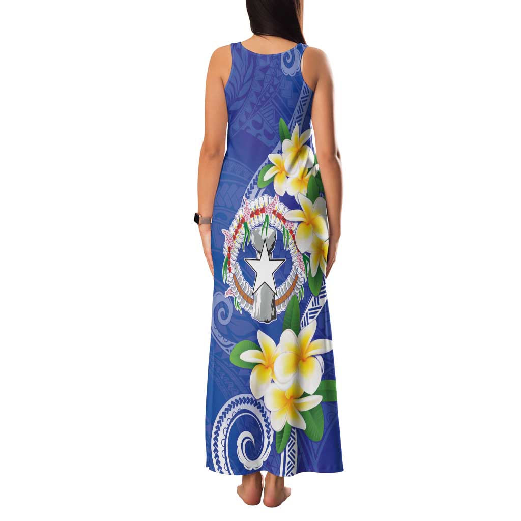 Northern Mariana Islands Chamorro Family Matching Tank Maxi Dress and Hawaiian Shirt Plumeria Curves Style Navy Version