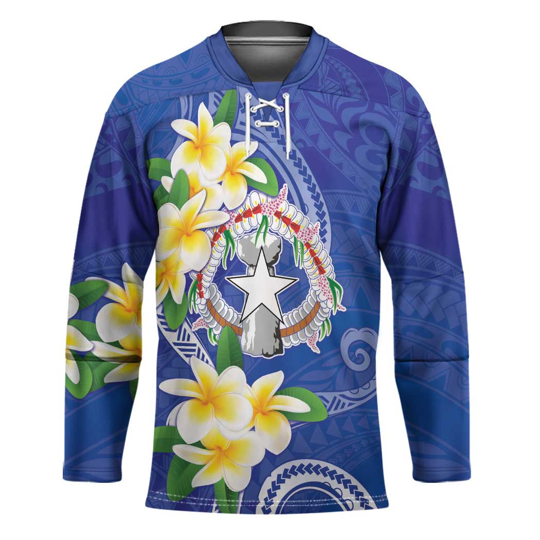 Northern Mariana Islands Chamorro Hockey Jersey Plumeria Curves Style Navy Version LT05 Unisex Navy - Polynesian Pride