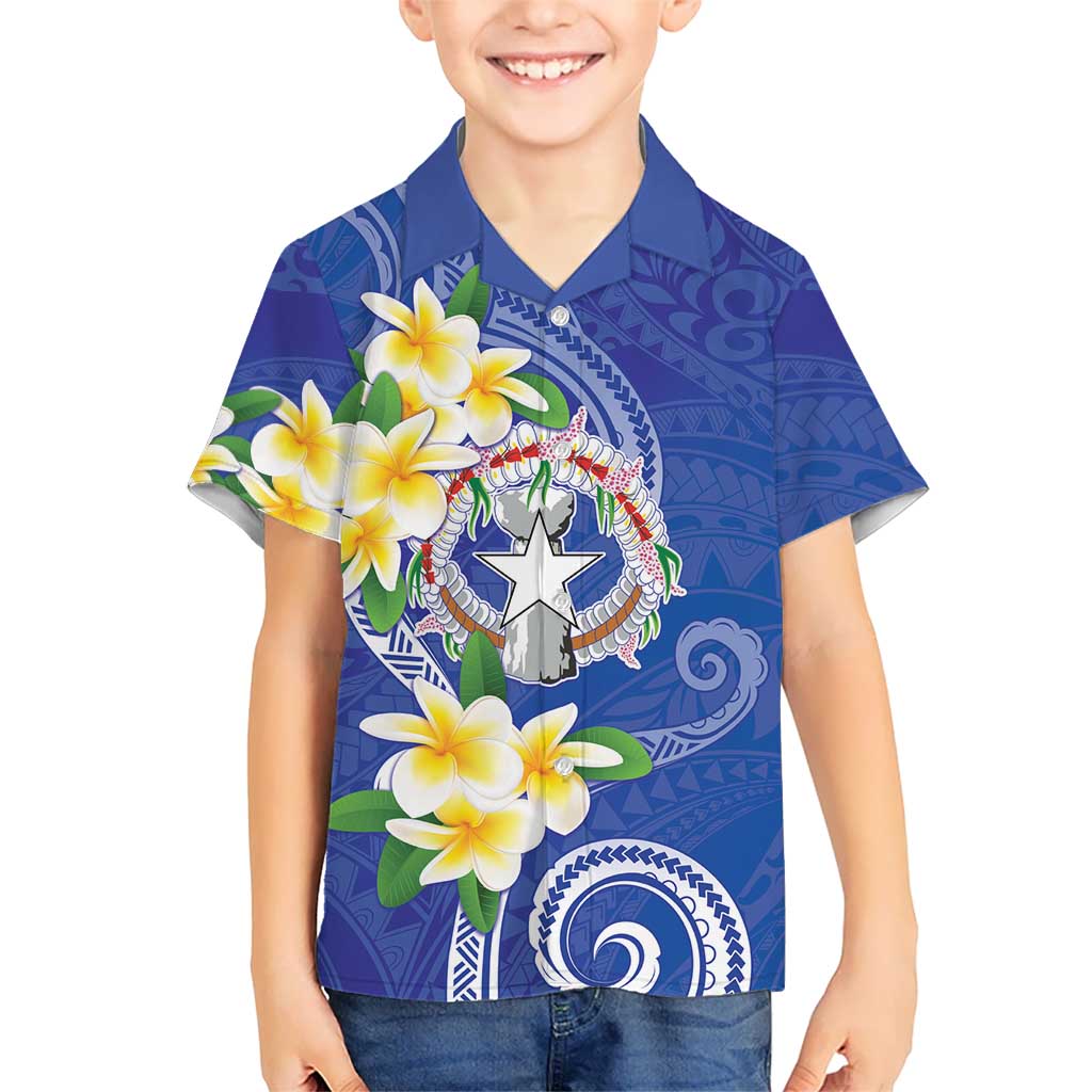 Northern Mariana Islands Chamorro Kid Hawaiian Shirt Plumeria Curves Style Navy Version LT05 Kid Navy - Polynesian Pride