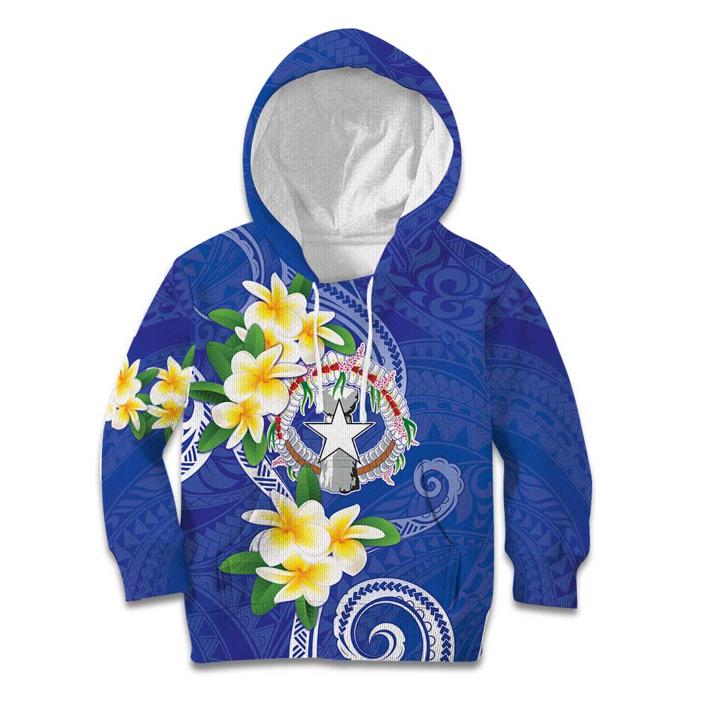 Northern Mariana Islands Chamorro Kid Hoodie Plumeria Curves Style Navy Version LT05 Hoodie Navy - Polynesian Pride