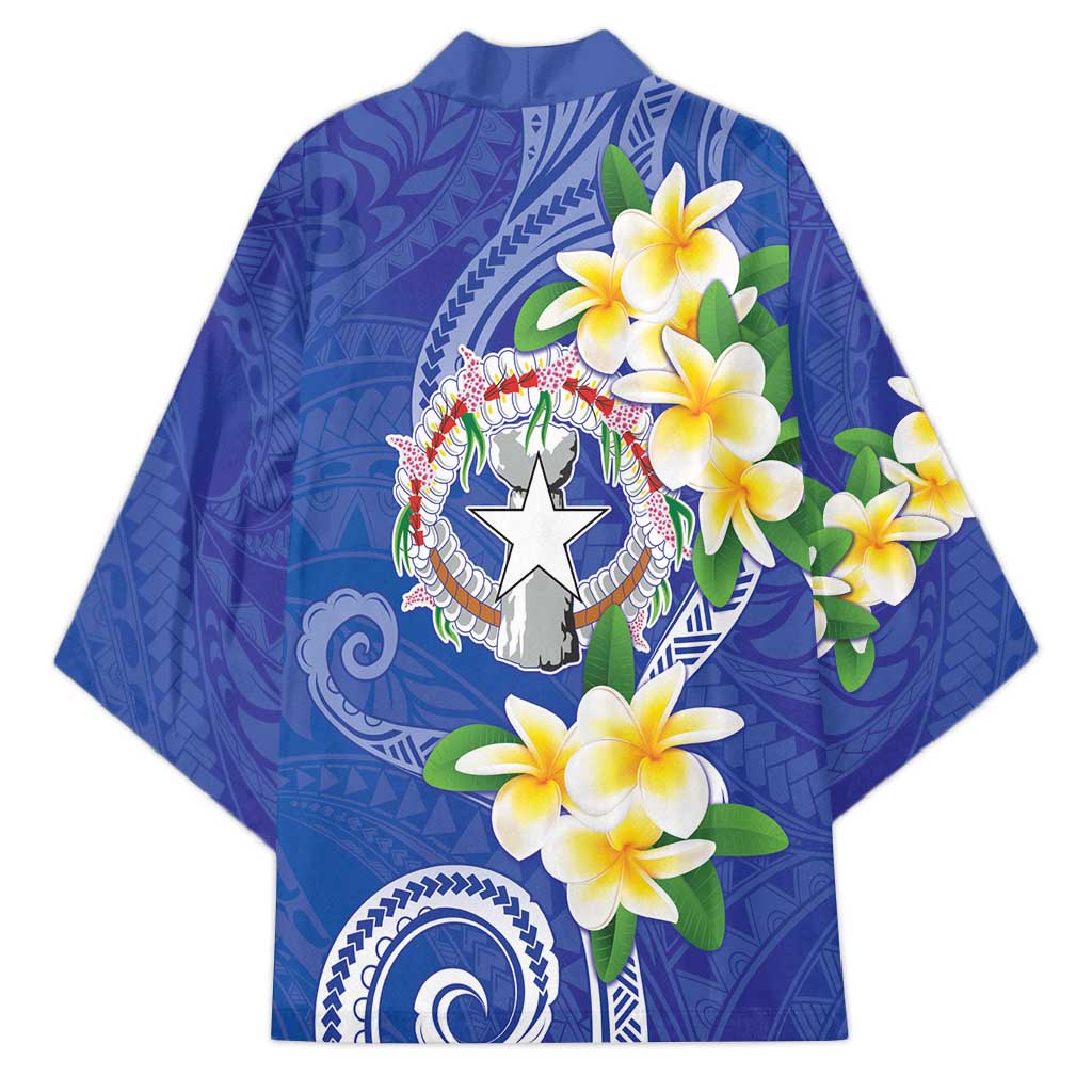 Northern Mariana Islands Chamorro Kimono Plumeria Curves Style Navy Version