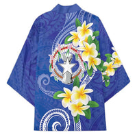 Northern Mariana Islands Chamorro Kimono Plumeria Curves Style Navy Version