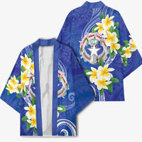 Northern Mariana Islands Chamorro Kimono Plumeria Curves Style Navy Version