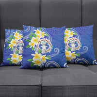 Northern Mariana Islands Chamorro Pillow Cover Plumeria Curves Style Navy Version