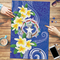 Northern Mariana Islands Chamorro Puzzle Plumeria Curves Style Navy Version