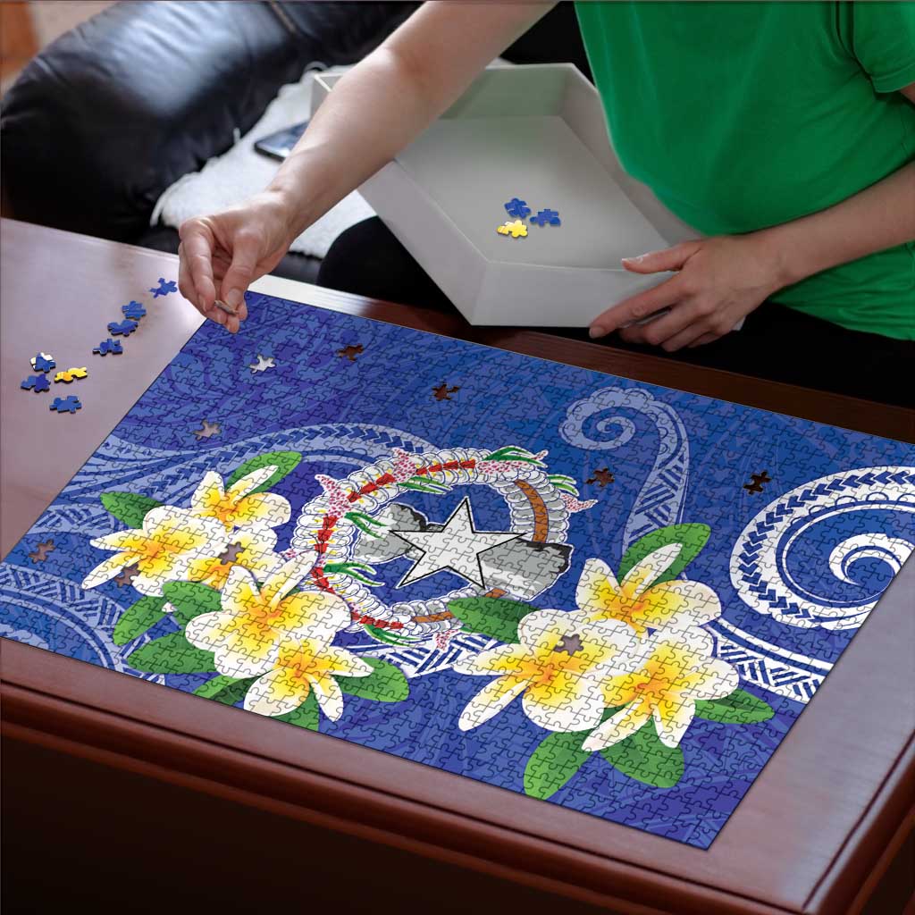 Northern Mariana Islands Chamorro Puzzle Plumeria Curves Style Navy Version