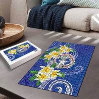 Northern Mariana Islands Chamorro Puzzle Plumeria Curves Style Navy Version