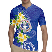 Northern Mariana Islands Chamorro Rugby Jersey Plumeria Curves Style Navy Version