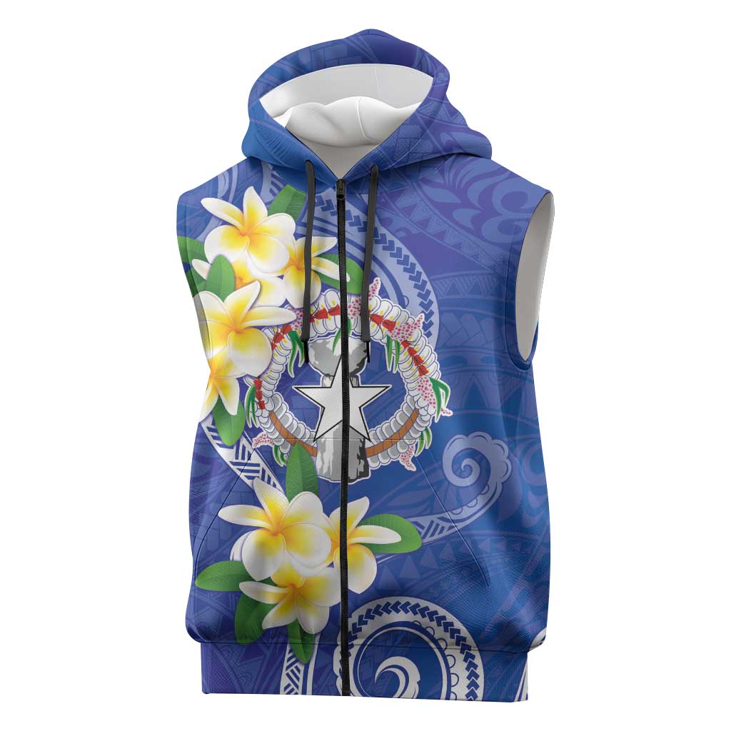 Northern Mariana Islands Chamorro Sleeveless Zip Hoodie Plumeria Curves Style Navy Version LT05 Navy - Polynesian Pride