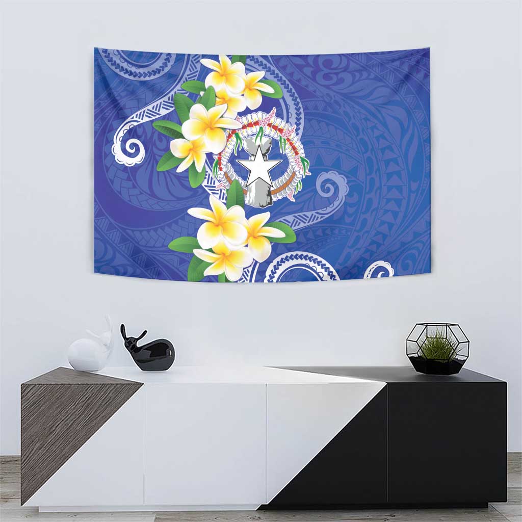 Northern Mariana Islands Chamorro Tapestry Plumeria Curves Style Navy Version