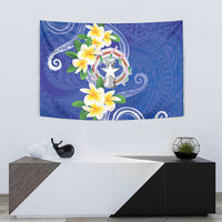 Northern Mariana Islands Chamorro Tapestry Plumeria Curves Style Navy Version