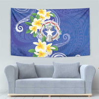 Northern Mariana Islands Chamorro Tapestry Plumeria Curves Style Navy Version