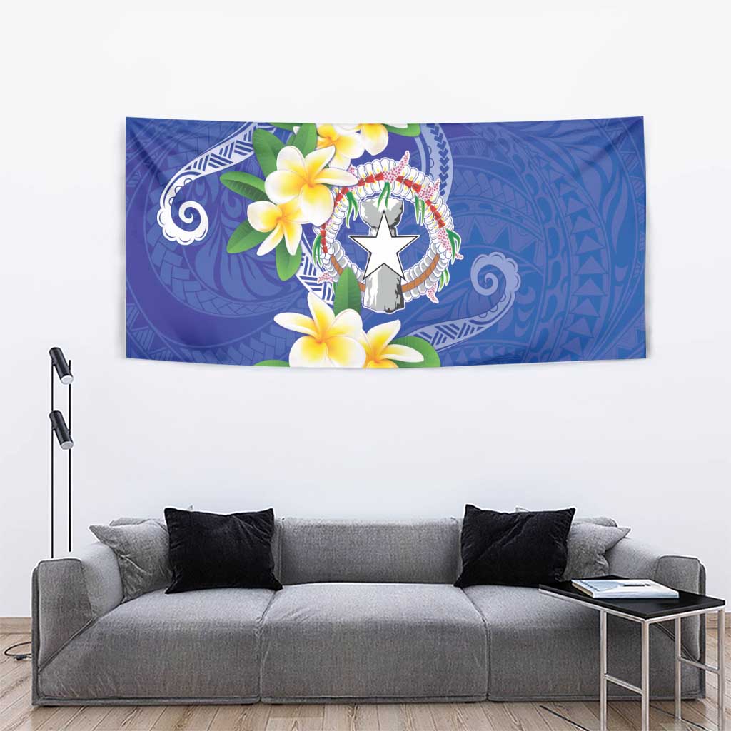 Northern Mariana Islands Chamorro Tapestry Plumeria Curves Style Navy Version