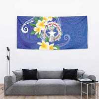 Northern Mariana Islands Chamorro Tapestry Plumeria Curves Style Navy Version