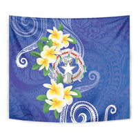 Northern Mariana Islands Chamorro Tapestry Plumeria Curves Style Navy Version