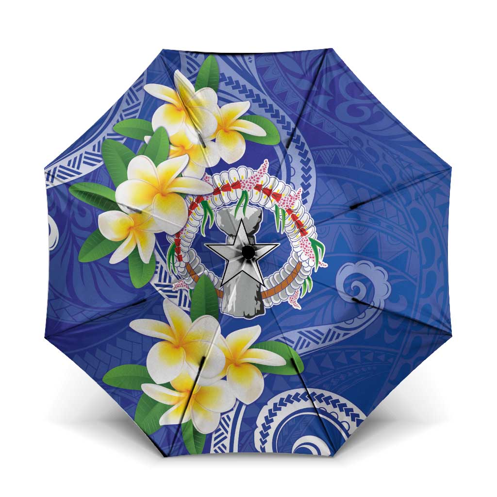 Northern Mariana Islands Chamorro Umbrella Plumeria Curves Style Navy Version