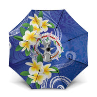 Northern Mariana Islands Chamorro Umbrella Plumeria Curves Style Navy Version
