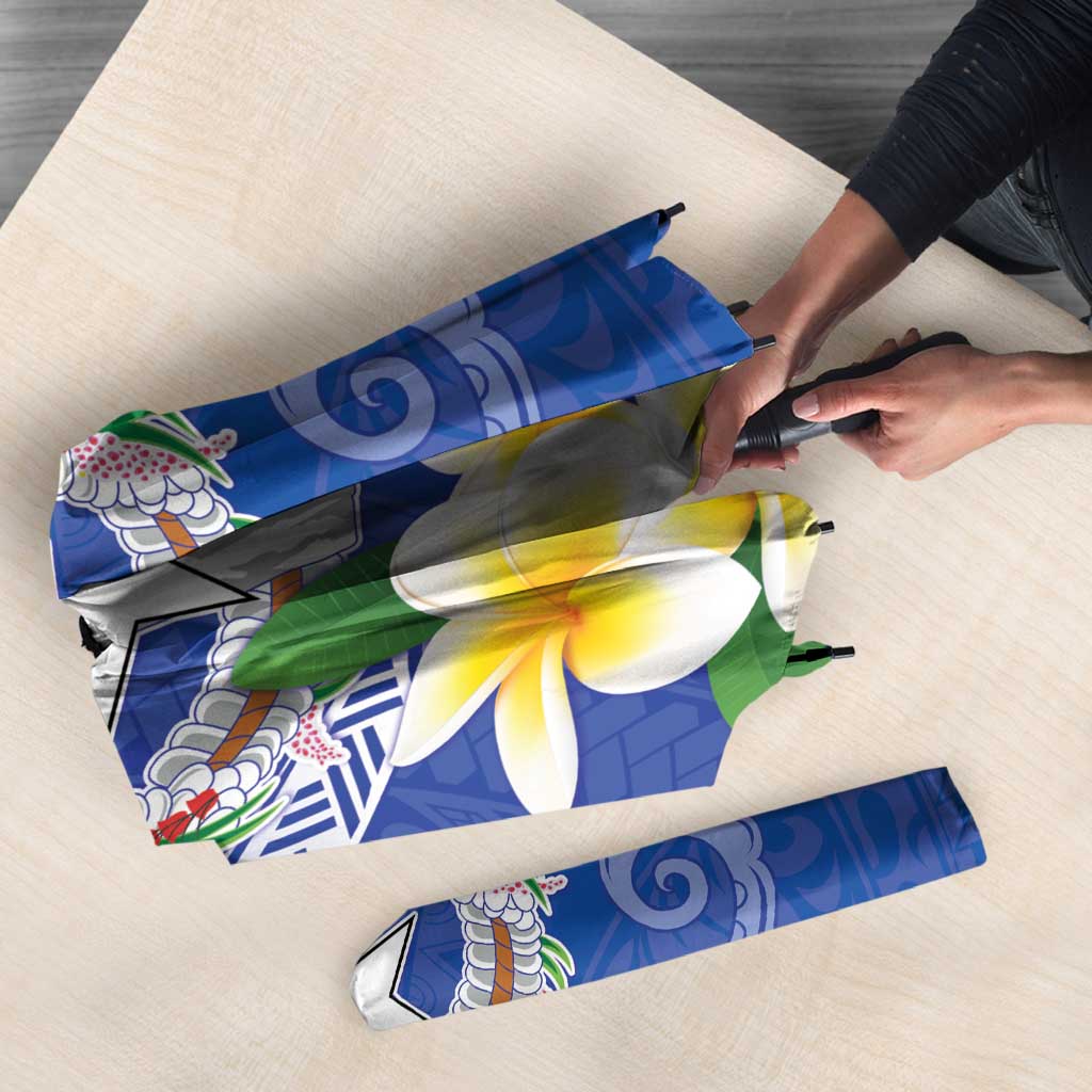 Northern Mariana Islands Chamorro Umbrella Plumeria Curves Style Navy Version