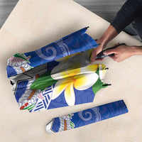 Northern Mariana Islands Chamorro Umbrella Plumeria Curves Style Navy Version