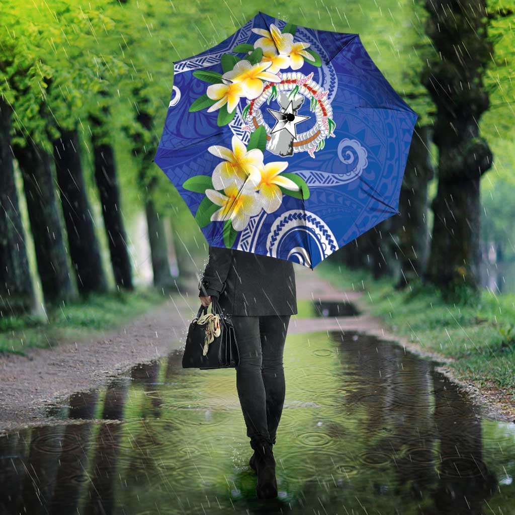 Northern Mariana Islands Chamorro Umbrella Plumeria Curves Style Navy Version