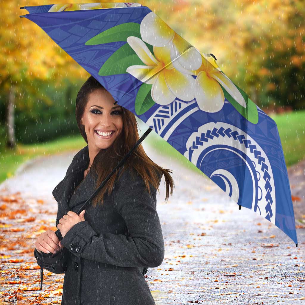 Northern Mariana Islands Chamorro Umbrella Plumeria Curves Style Navy Version