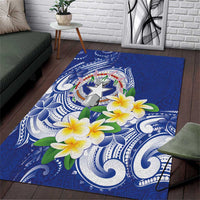 Northern Mariana Islands Area Rug Polynesian Pattern With Frangipani LT05 Navy - Polynesian Pride