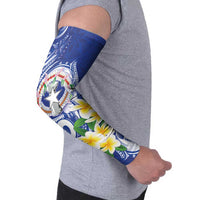 Northern Mariana Islands Arm Sleeves Polynesian Pattern With Frangipani LT05 - Polynesian Pride