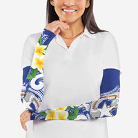 Northern Mariana Islands Arm Sleeves Polynesian Pattern With Frangipani LT05 - Polynesian Pride
