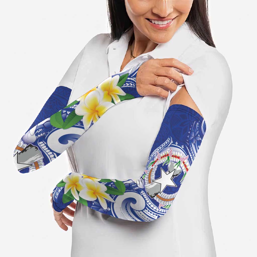 Northern Mariana Islands Arm Sleeves Polynesian Pattern With Frangipani LT05 - Polynesian Pride