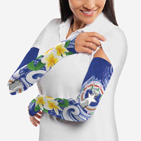 Northern Mariana Islands Arm Sleeves Polynesian Pattern With Frangipani LT05 - Polynesian Pride