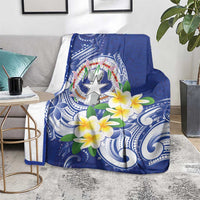 Northern Mariana Islands Blanket Polynesian Pattern With Frangipani