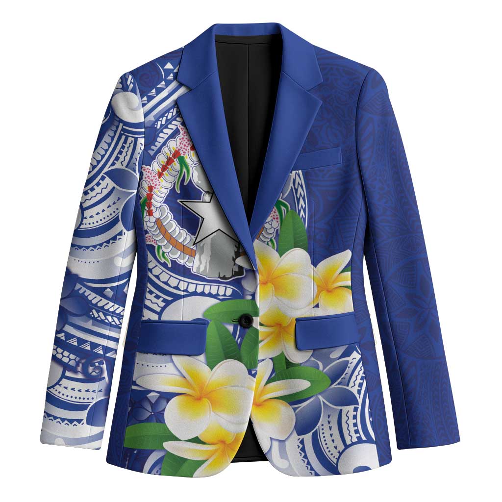 Northern Mariana Islands Blazer Polynesian Pattern With Frangipani LT05 Unisex Navy - Polynesian Pride