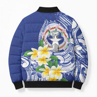 Northern Mariana Islands Bomber Puffer Jacket Polynesian Pattern With Frangipani LT05 - Polynesian Pride