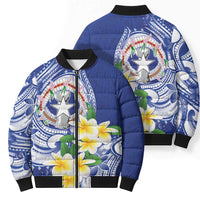 Northern Mariana Islands Bomber Puffer Jacket Polynesian Pattern With Frangipani LT05 - Polynesian Pride