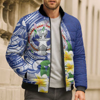 Northern Mariana Islands Bomber Puffer Jacket Polynesian Pattern With Frangipani LT05 - Polynesian Pride