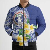 Northern Mariana Islands Bomber Puffer Jacket Polynesian Pattern With Frangipani LT05 - Polynesian Pride