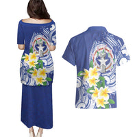Northern Mariana Islands Couples Matching Puletasi and Hawaiian Shirt Polynesian Pattern With Frangipani LT05 - Polynesian Pride