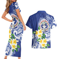 Northern Mariana Islands Couples Matching Short Sleeve Bodycon Dress and Hawaiian Shirt Polynesian Pattern With Frangipani LT05 - Polynesian Pride