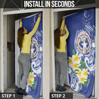 Northern Mariana Islands Door Cover Polynesian Pattern With Frangipani