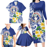 Northern Mariana Islands Family Matching Long Sleeve Bodycon Dress and Hawaiian Shirt Polynesian Pattern With Frangipani LT05 - Polynesian Pride