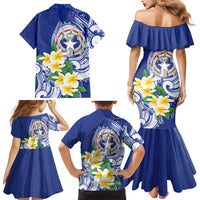 Northern Mariana Islands Family Matching Mermaid Dress and Hawaiian Shirt Polynesian Pattern With Frangipani LT05 - Polynesian Pride