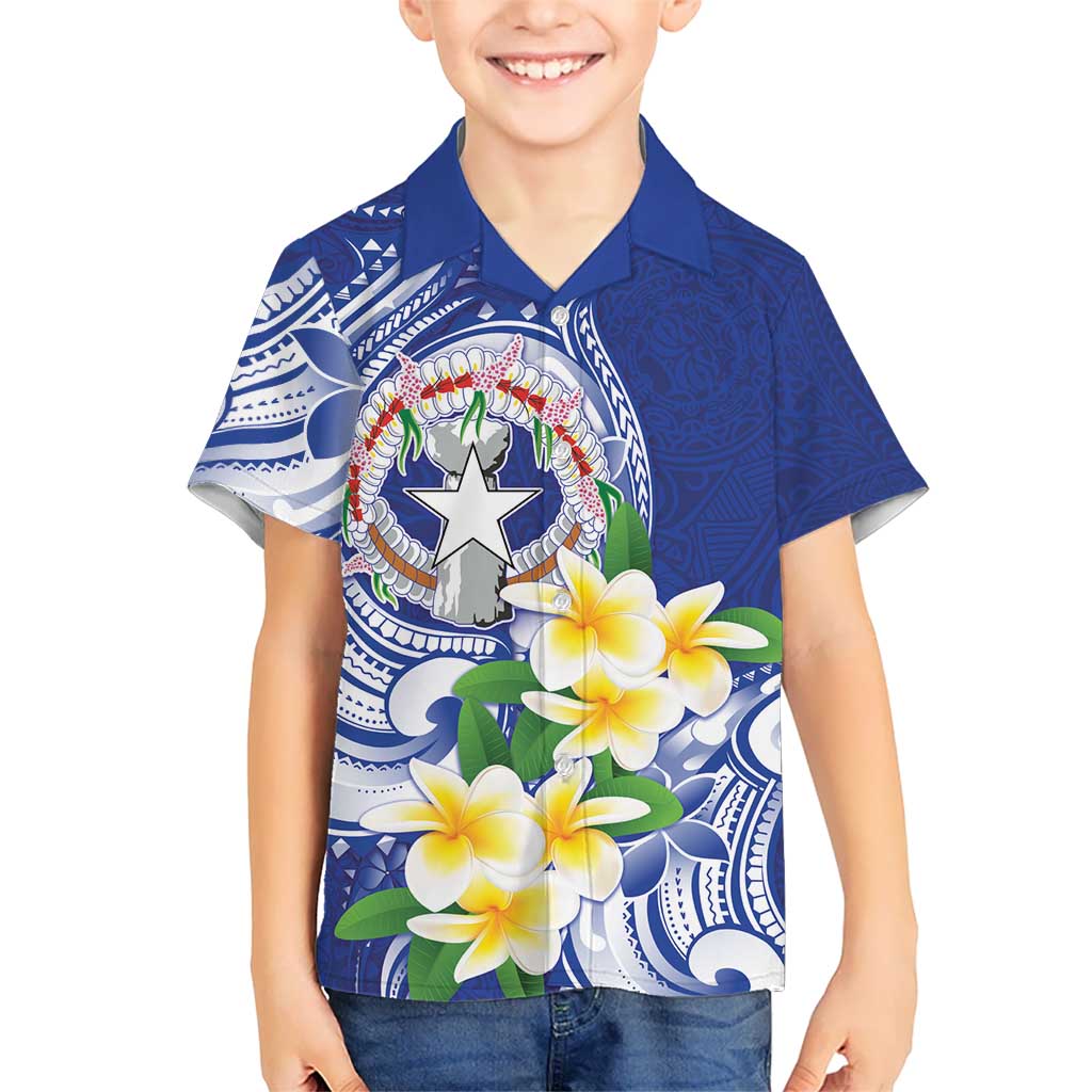 Northern Mariana Islands Family Matching Mermaid Dress and Hawaiian Shirt Polynesian Pattern With Frangipani LT05 Son's Shirt Navy - Polynesian Pride