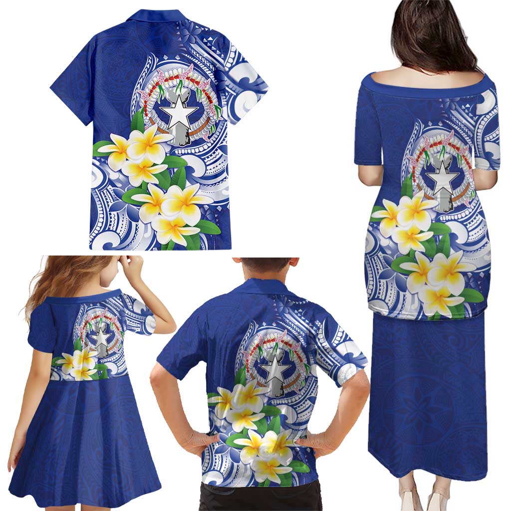 Northern Mariana Islands Family Matching Puletasi and Hawaiian Shirt Polynesian Pattern With Frangipani LT05 - Polynesian Pride