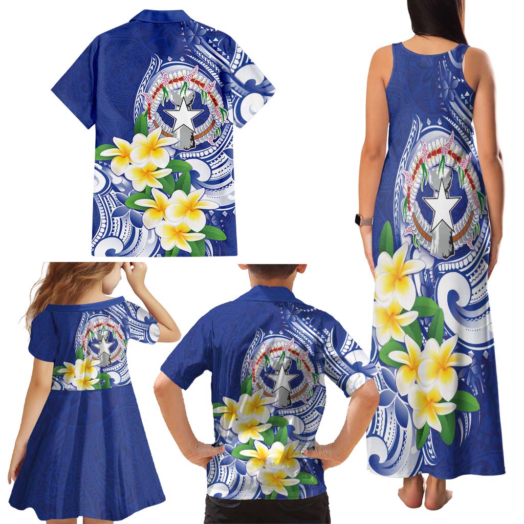 Northern Mariana Islands Family Matching Tank Maxi Dress and Hawaiian Shirt Polynesian Pattern With Frangipani LT05 - Polynesian Pride